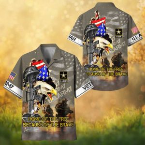 US Army Veteran “Home Of The Free” Tactical Eagle Graphic Hawaiian Shirt.jfif