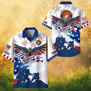 US Marine Corps Freedom Isn't Free Semper Fi Fireworks Hawaiian Shirt.jfif