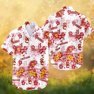 USC Trojans NCAA Tropical Pattern White Hawaiian Shirt