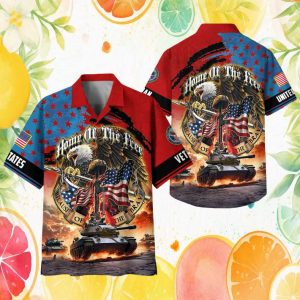 United States Veteran Home Of The Free Patriotic Eagle Hawaiian Shirt