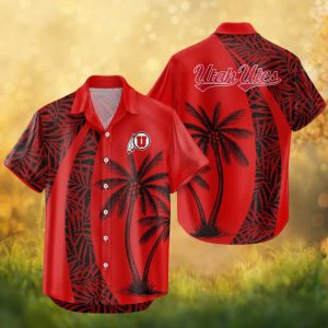 Utah Utes NCAA Tropical Palm Tree Hawaiian Shirt Red & Black Beach Wear