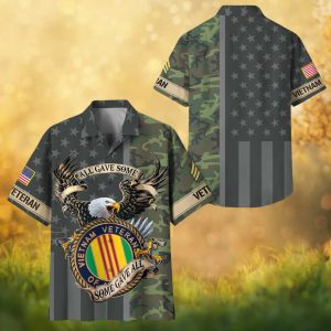 Vietnam Veteran All Gave Some Ribbon Logo Classic Camo Hawaiian Shirt.jfif