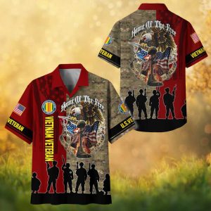 Vietnam Veteran Home Of The Free Patriotic Eagle Camo Military Hawaiian Shirt.jfif