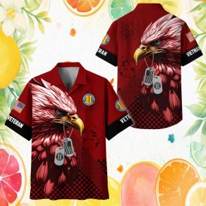 Vietnam Veteran Honor & Respect Eagle Maroon Patriotic Hawaiian Shirt