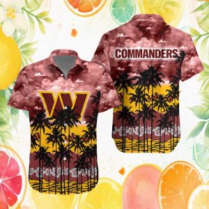 Washington Commanders Tropical Cloud & Floral Pattern NFL Summer Shirt Washington Commanders Tropical Cloud & Floral Pattern NFL Summer Shirt
