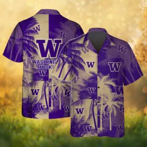 Washington Huskies NCAA Tropical Palm Tree Purple Hawaiian Shirt