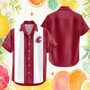 Washington State Cougars NCAA Striped Aloha Beach Hawaiian Shirt