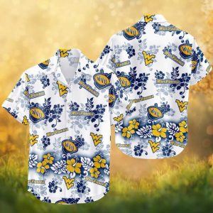 West Virginia Mountaineers NCAA WVU Floral White Hawaiian Shirt