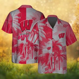 Wisconsin Badgers NCAA Red White Palm Tree Tropical Hawaiian Shirt