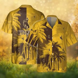 Wyoming Cowboys NCAA Brown Gold Steamboat Tropical Hawaiian Shirt