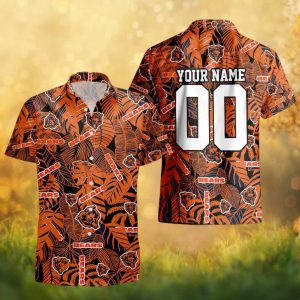 Chicago Bears Personalized NFL Hawaiian Shirt Orange Tropical Jungle Design