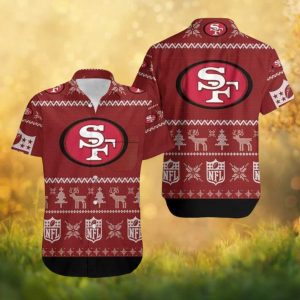 San Francisco 49ers Reindeer Pattern Ugly Christmas Hawaiian Shirt