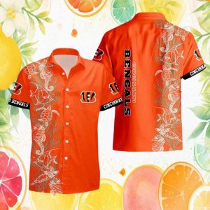 Cincinnati Bengals Marine Life Seahorse & Turtle Orange Hawaiian Shirt Cincinnati Bengals Marine Life Seahorse & Turtle Orange Hawaiian Shirt