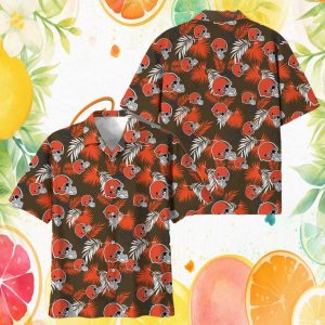Cleveland Browns Tropical Palm Leaf Brown Summer Hawaiian Shirt Cleveland Browns Tropical Palm Leaf Brown Summer Hawaiian Shirt