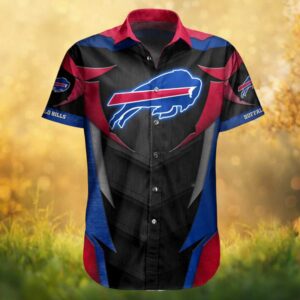 Buffalo Bills Glowing Logo Cyberpunk Design Button Down Hawaiian Shirt