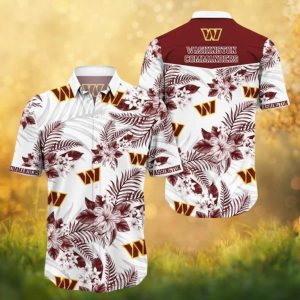 Washington Commanders White Floral Hawaiian Shirt