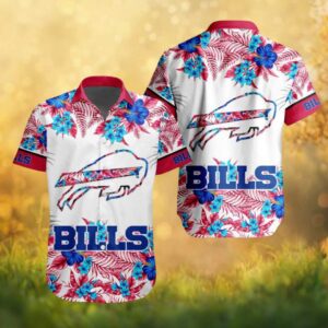 Buffalo Bills NFL Floral Hibiscus White & Pink Summer Hawaiian Shirt