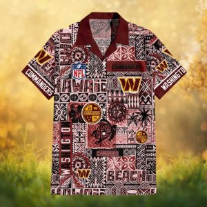 Washington Commanders NFL Hawaiian Shirt Burgundy Tribal Pattern Beachwear