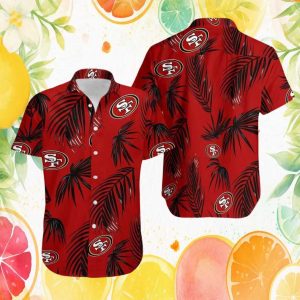 San Francisco 49ers Red Night Tropical Palm Frond Hawaiian Shirt San Francisco 49ers Red Night Tropical Palm Frond Hawaiian Shirt