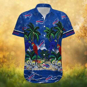 Buffalo Bills Tropical Island Paradise Parrot & Palm Tree Hawaiian Shirt