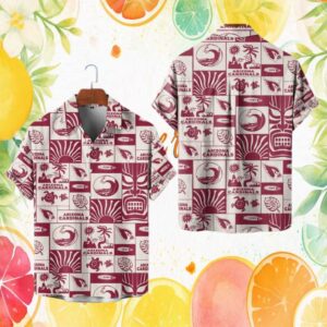 Arizona Cardinals NFL Tiki Hawaiian Hawaiian Shirt Maroon & White Summer Beachwear