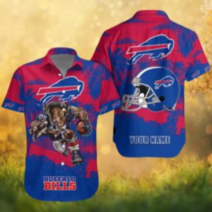 Buffalo Bills Custom Name Beast Mode Graphic Red & Blue Hawaiian Shirt
