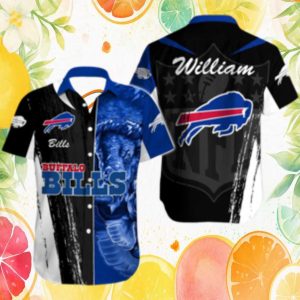 Buffalo Bills Custom Name Black & Blue Buffalo Portrait Hawaiian Shirt Buffalo Bills Custom Name Black & Blue Buffalo Portrait Hawaiian Shirt