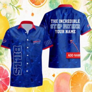 Buffalo Bills Custom Name “The Incredible Step Father” Blue Hawaiian Shirt Buffalo Bills Custom Name “The Incredible Step Father” Blue Hawaiian Shirt