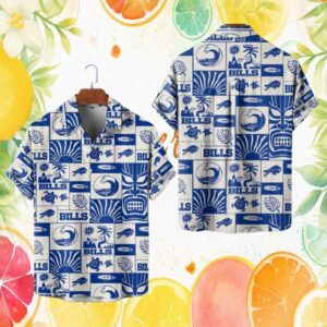 Buffalo Bills NFL Hawaiian Hawaiian Shirt Blue & White Tiki Summer Beachwear