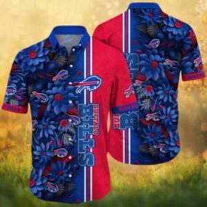 Buffalo Bills Royal Blue & Red Floral Stripe Hawaiian Shirt NFL Summer Wear