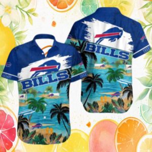 Buffalo Bills Tropical Beach Island Scenery Royal Blue Hawaiian Shirt Buffalo Bills Tropical Beach Island Scenery Royal Blue Hawaiian Shirt