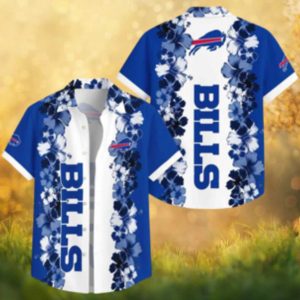 Buffalo Bills Tropical Hibiscus Pattern Blue & White Hawaiian Shirt