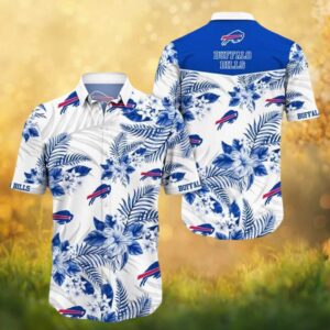 Buffalo Bills White & Blue Hibiscus Floral NFL Hawaiian Shirt
