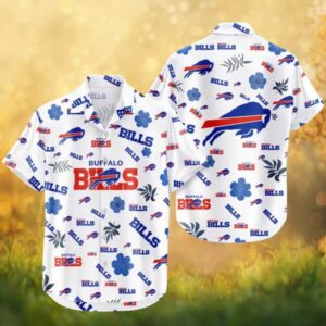 Buffalo Bills White Modern All Over Logo NFL Hawaiian Shirt