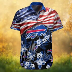 Buffalo Bills American Flag Floral Hawaiian Shirt Patriotic NFL Fan Gear
