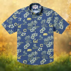 Cal Bears UC Berkeley NCAA Navy Hibiscus Floral Hawaiian Shirt