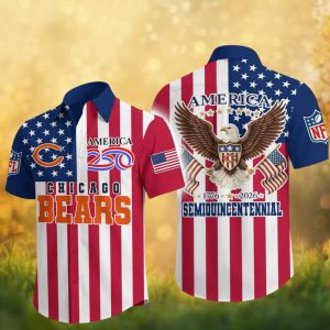 Chicago Bears America 250th Semiquincentennial Patriotic Hawaiian Shirt Chicago Bears America 250th Semiquincentennial Patriotic Hawaiian Shirt