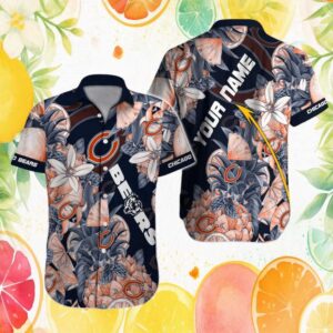 Chicago Bears Floral Tropical Pineapple Personalized Hawaiian Shirt Chicago Bears Floral Tropical Pineapple Personalized Hawaiian Shirt