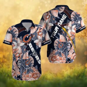 Chicago Bears Floral Tropical Pineapple Personalized Hawaiian Shirt