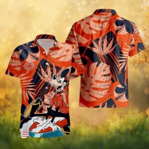Chicago Bears Goofy Surfing Orange Tropical Hawaiian Shirt