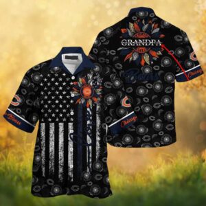 Chicago Bears Grandpa Sunflower American Flag Custom Kids Name Hawaiian Shirt Chicago Bears Grandpa Sunflower American Flag Custom Kids Name Hawaiian Shirt