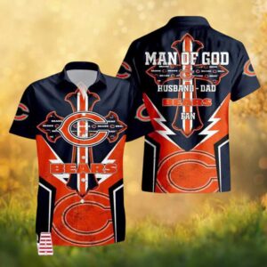 Chicago Bears Hawaiian Shirt Man Of God Husband Dad Bears Fan