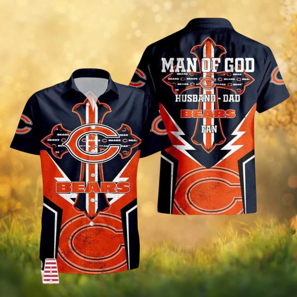 Chicago Bears Hawaiian Shirt Man Of God Husband Dad Bears Fan Chicago Bears Hawaiian Shirt Man Of God Husband Dad Bears Fan
