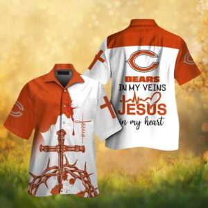 Chicago Bears Jesus In My Heart Football Faith Hawaiian Shirt