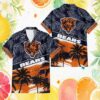 Chicago Bears Retro Vertical Stripe Hawaiian Shirt Orange & White Team Logo Gear Chicago Bears Retro Vertical Stripe Hawaiian Shirt Orange & White Team Logo Gear