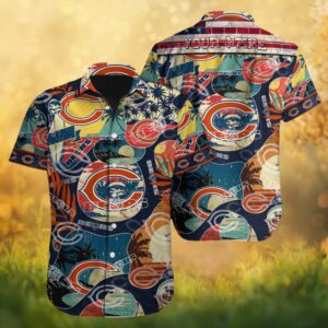 Chicago Bears Retro Vintage Logo All Over Print Personalized Beach Hawaiian Shirt