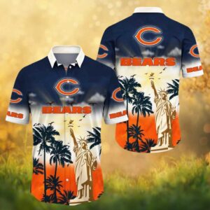Chicago Bears Statue of Liberty Patriotic Hawaiian Shirt