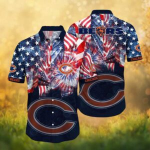 Chicago Bears USA Flag Tie Dye Patriotic Splash Hawaiian Shirt