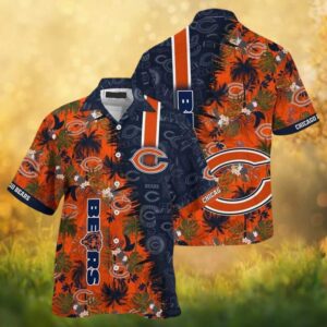 Chicago Bears Vintage Tropical Palm Tree Split Design Hawaiian Shirt