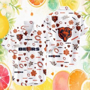 Chicago Bears White Tropical Floral Pattern NFL Hawaiian Shirt Chicago Bears White Tropical Floral Pattern NFL Hawaiian Shirt
